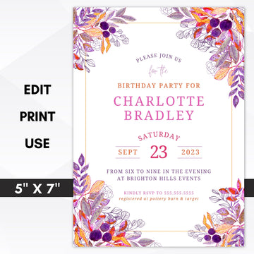pink birthday party invitations